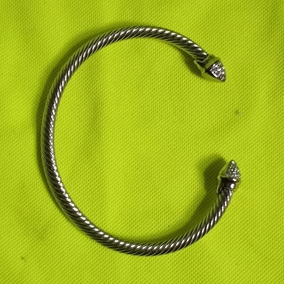 Silvertone twisted wire cuff bracelet Crystal adjustable - Picture 5 of 5